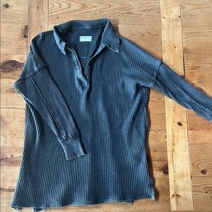 We The Free Black Waffle Knit Hoodie